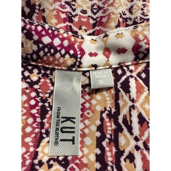 Kut From The Kloth Womens Multicolor Patterned Button-Front Blouse XL Polyester - Picture 5 of 8